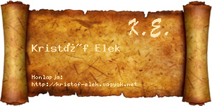 Kristóf Elek névjegykártya